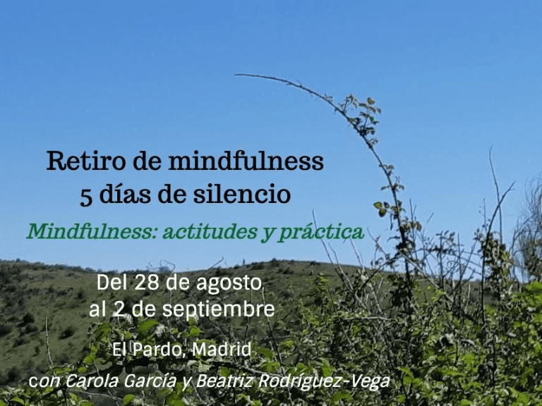 Retiro de mindfulness del 28 de agosto al 2 de septiembre en Madrid